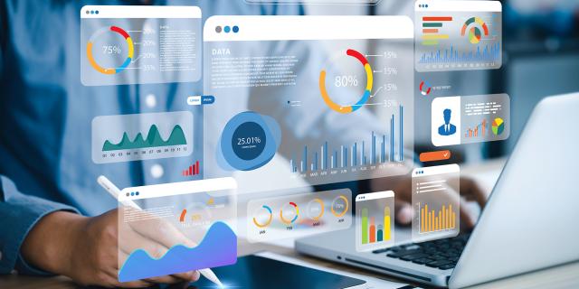 Illustrative picture of different kinds of data and charts