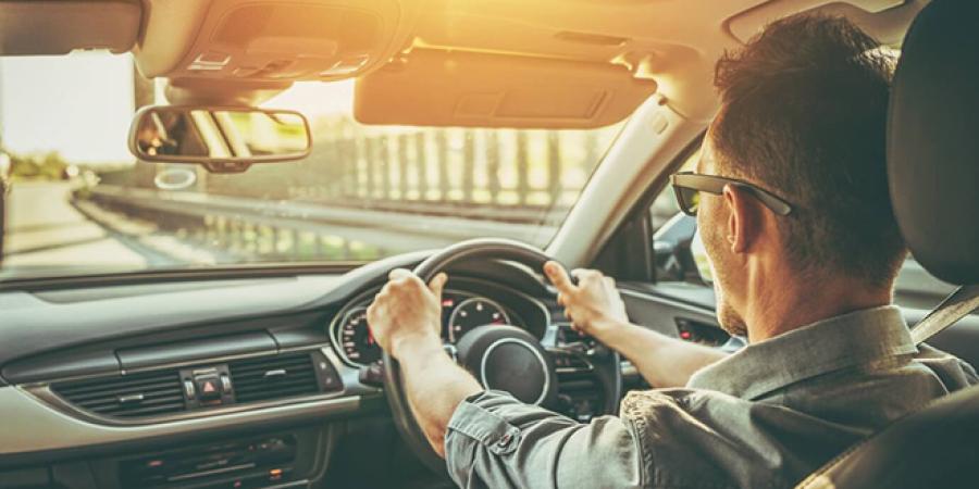 Man driving car