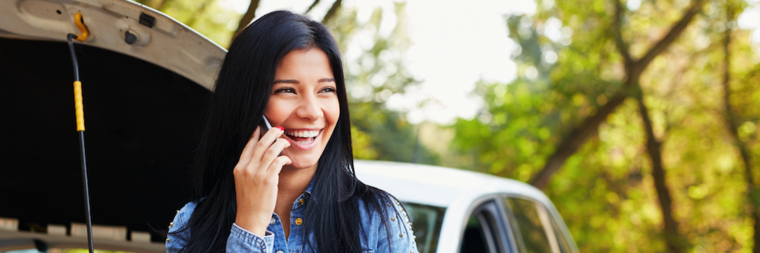 Woman laugh at phone