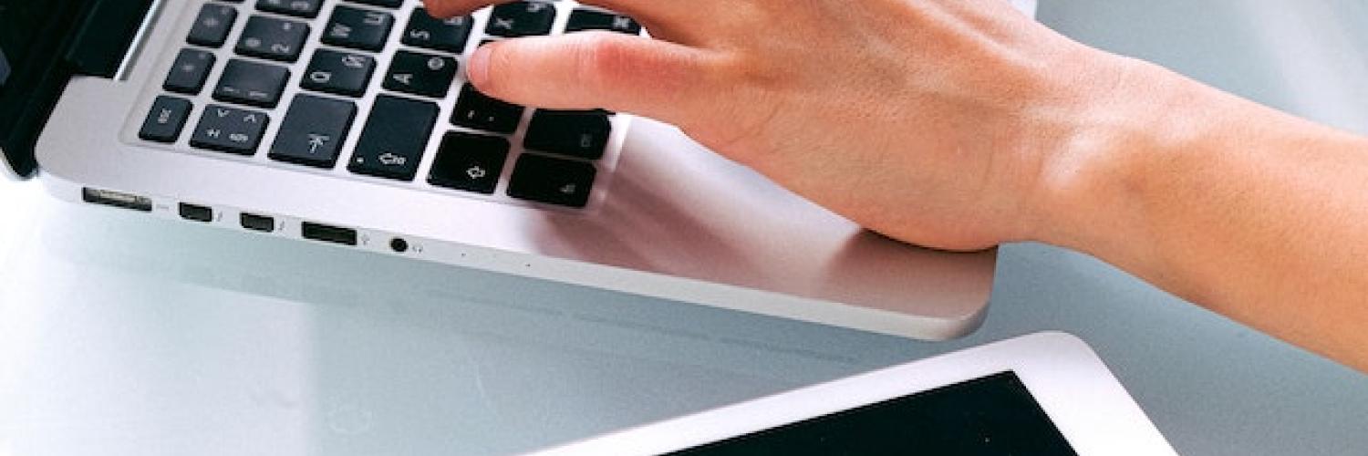 Working remotely on laptop