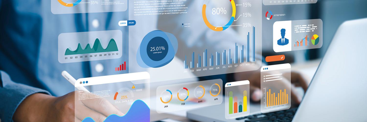 Illustrative picture of different kinds of data and charts